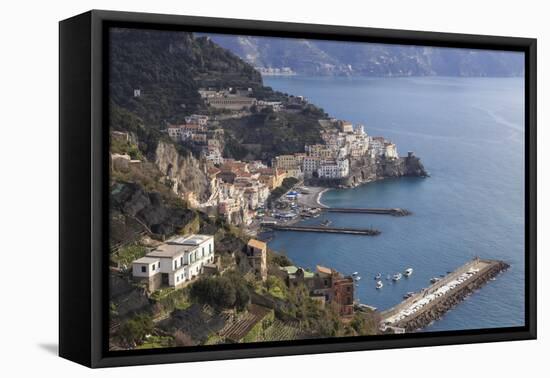 View of Amalfi, from Pastena, Costiera Amalfitana (Amalfi Coast), Campania, Italy-Eleanor Scriven-Framed Premier Image Canvas