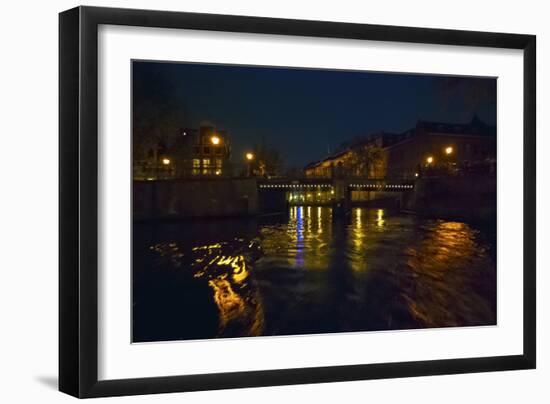 View of Amsterdam Canal at Night-Anna Miller-Framed Photographic Print