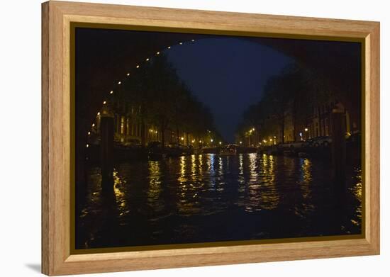 View of Amsterdam Canal at Night-Anna Miller-Framed Premier Image Canvas