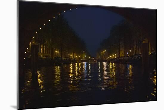 View of Amsterdam Canal at Night-Anna Miller-Mounted Photographic Print