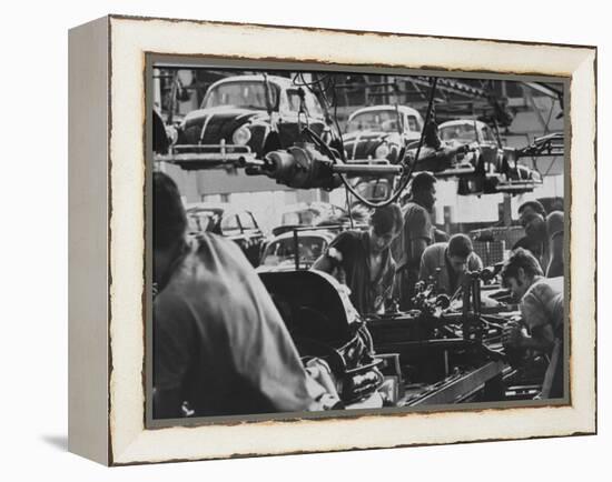 View of an Assembly Lin at the Volkswagen Plant in Sao Paulo-Paul Schutzer-Framed Premier Image Canvas