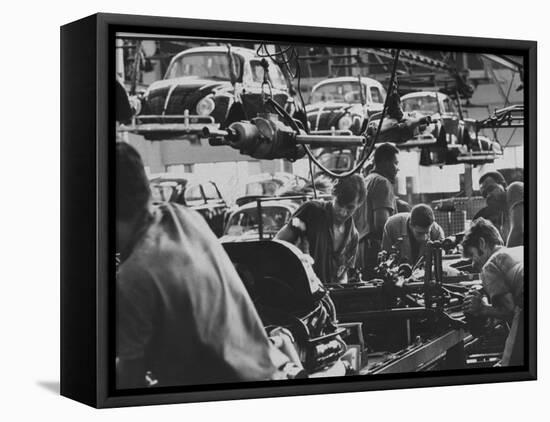 View of an Assembly Lin at the Volkswagen Plant in Sao Paulo-Paul Schutzer-Framed Premier Image Canvas