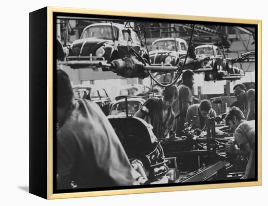 View of an Assembly Lin at the Volkswagen Plant in Sao Paulo-Paul Schutzer-Framed Premier Image Canvas