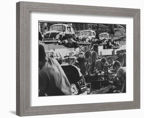 View of an Assembly Lin at the Volkswagen Plant in Sao Paulo-Paul Schutzer-Framed Photographic Print