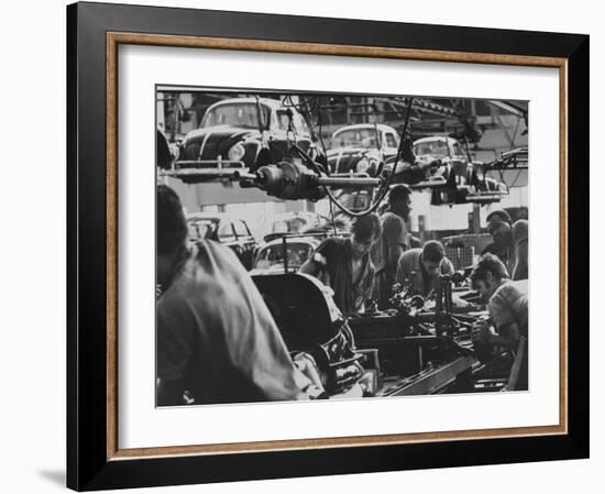 View of an Assembly Lin at the Volkswagen Plant in Sao Paulo-Paul Schutzer-Framed Photographic Print