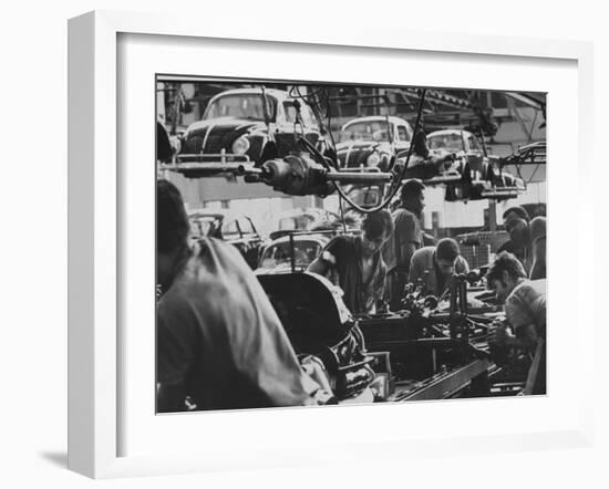 View of an Assembly Lin at the Volkswagen Plant in Sao Paulo-Paul Schutzer-Framed Photographic Print