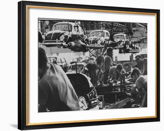 View of an Assembly Lin at the Volkswagen Plant in Sao Paulo-Paul Schutzer-Framed Photographic Print