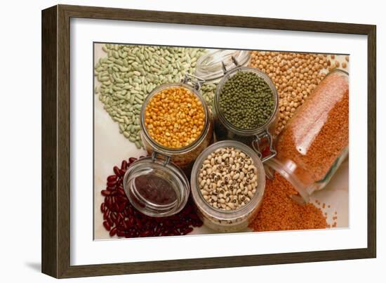 View of An Assortment of Beans And Pulses-Erika Craddock-Framed Photographic Print