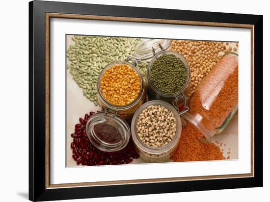 View of An Assortment of Beans And Pulses-Erika Craddock-Framed Photographic Print