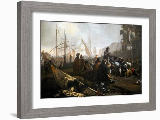 View of an Italian Harbour, 1649, by Jan Baptist Weenix (1621-1659). Italy-Jan Baptist Weenix-Framed Giclee Print