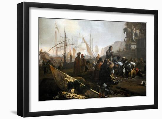 View of an Italian Harbour, 1649, by Jan Baptist Weenix (1621-1659). Italy-Jan Baptist Weenix-Framed Giclee Print