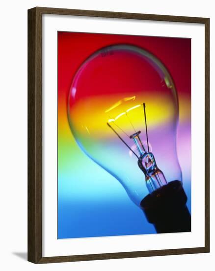 View of An Lit Electric Light Bulb-Tek Image-Framed Photographic Print