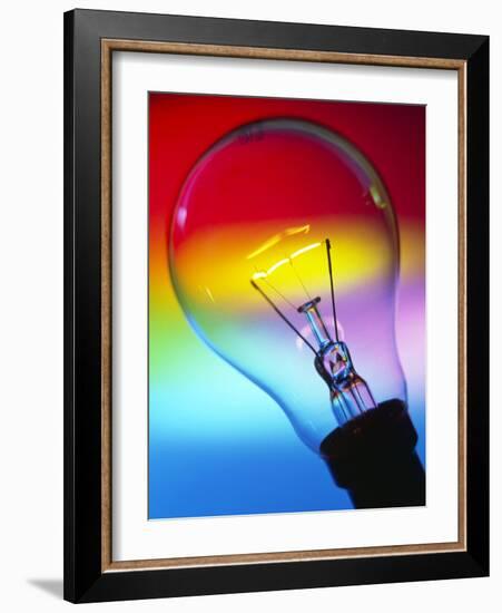 View of An Lit Electric Light Bulb-Tek Image-Framed Photographic Print