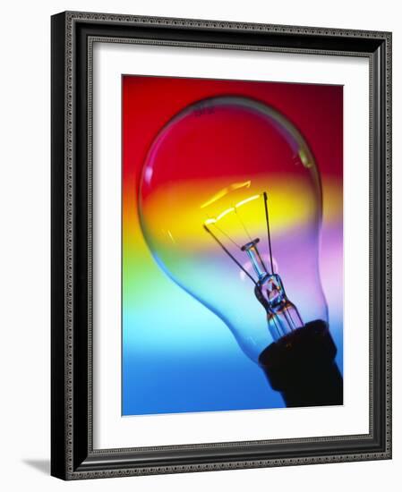 View of An Lit Electric Light Bulb-Tek Image-Framed Photographic Print