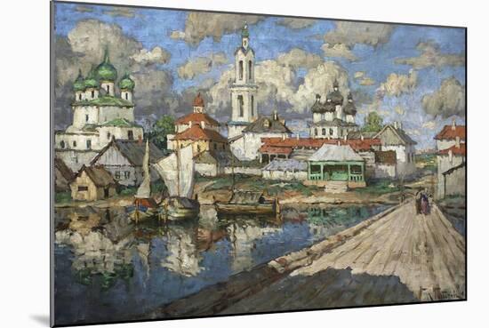 View of an Old Town, 1919-Konstantin Ivanovich Gorbatov-Mounted Giclee Print