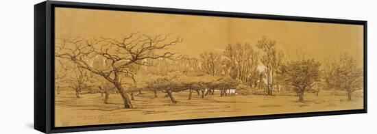 View of an Orchard at Saint-Denis (Pen and Black Ink-Charles Francois Daubigny-Framed Premier Image Canvas