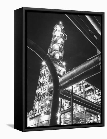 View of an Unidentified Refinery by Night-Andreas Feininger-Framed Premier Image Canvas