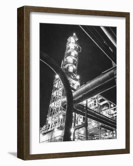 View of an Unidentified Refinery by Night-Andreas Feininger-Framed Photographic Print