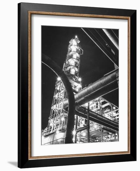 View of an Unidentified Refinery by Night-Andreas Feininger-Framed Photographic Print