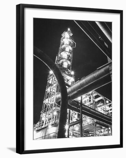 View of an Unidentified Refinery by Night-Andreas Feininger-Framed Photographic Print