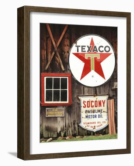 View of Antiques Signs, Chester, Vermont, USA-Walter Bibikow-Framed Photographic Print