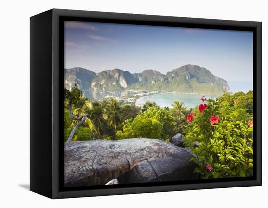 View of Ao Ton Sai and Ao Lo Dalam Beaches, Ko Phi Phi Don, Thailand-Ian Trower-Framed Premier Image Canvas