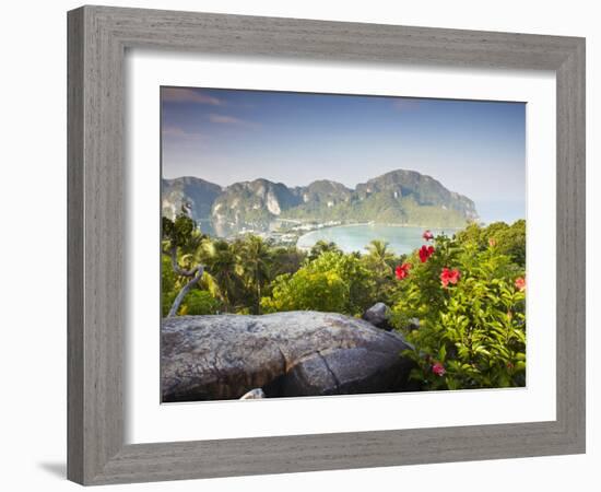 View of Ao Ton Sai and Ao Lo Dalam Beaches, Ko Phi Phi Don, Thailand-Ian Trower-Framed Photographic Print