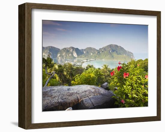 View of Ao Ton Sai and Ao Lo Dalam Beaches, Ko Phi Phi Don, Thailand-Ian Trower-Framed Photographic Print