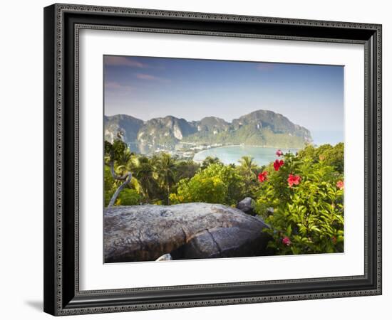 View of Ao Ton Sai and Ao Lo Dalam Beaches, Ko Phi Phi Don, Thailand-Ian Trower-Framed Photographic Print