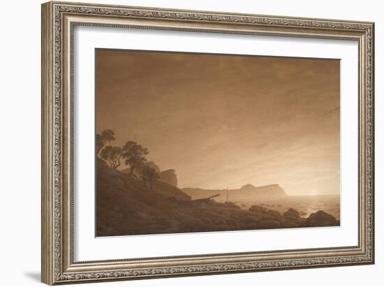 View of Arkona with Rising Moon, Ca 1806-Caspar David Friedrich-Framed Giclee Print