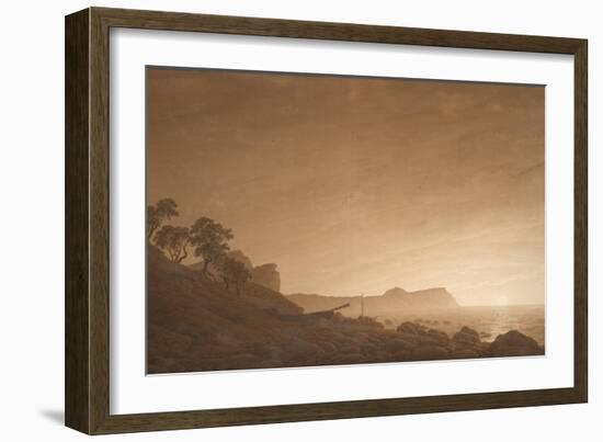 View of Arkona with Rising Moon, Ca 1806-Caspar David Friedrich-Framed Giclee Print