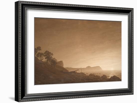 View of Arkona with Rising Moon, Ca 1806-Caspar David Friedrich-Framed Giclee Print