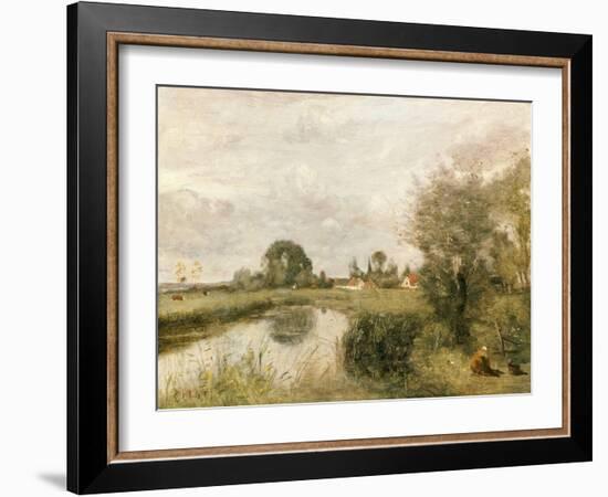 View of Arleux from the Marshes of Palluel, 1873-Jean-Baptiste-Camille Corot-Framed Giclee Print