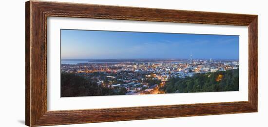 View of Auckland from Mount Eden at Dusk, Auckland, North Island, New Zealand, Pacific-Ian Trower-Framed Photographic Print