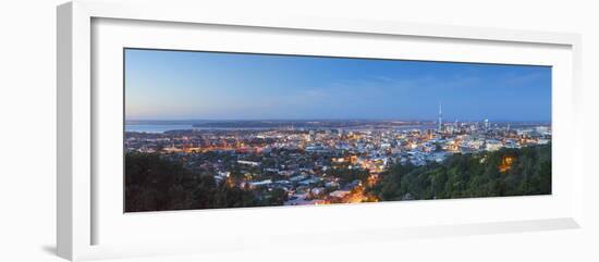 View of Auckland from Mount Eden at Dusk, Auckland, North Island, New Zealand, Pacific-Ian Trower-Framed Photographic Print