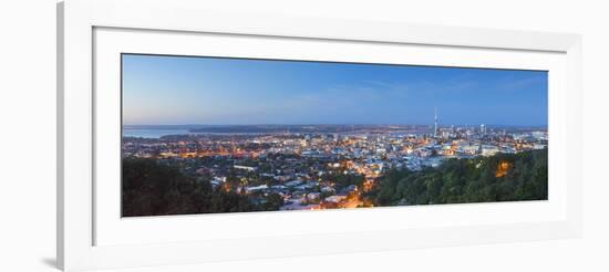 View of Auckland from Mount Eden at Dusk, Auckland, North Island, New Zealand, Pacific-Ian Trower-Framed Photographic Print