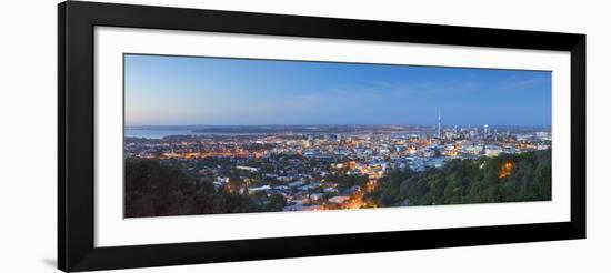 View of Auckland from Mount Eden at Dusk, Auckland, North Island, New Zealand, Pacific-Ian Trower-Framed Photographic Print