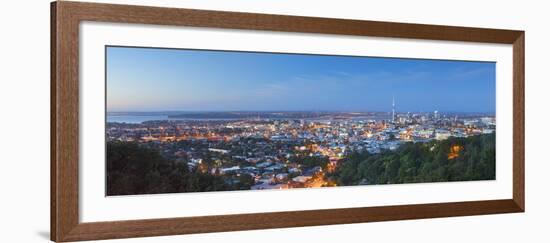 View of Auckland from Mount Eden at Dusk, Auckland, North Island, New Zealand, Pacific-Ian Trower-Framed Photographic Print