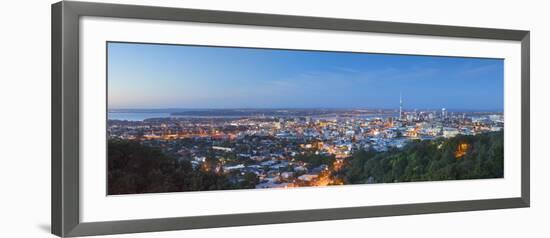 View of Auckland from Mount Eden at Dusk, Auckland, North Island, New Zealand, Pacific-Ian Trower-Framed Photographic Print