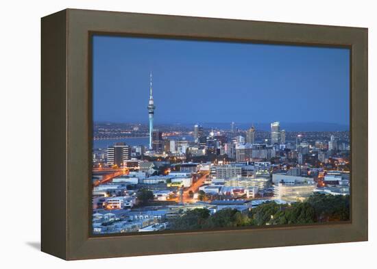 View of Auckland from Mount Eden at Dusk, Auckland, North Island, New Zealand-Ian Trower-Framed Premier Image Canvas