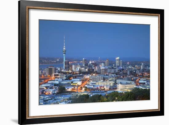 View of Auckland from Mount Eden at Dusk, Auckland, North Island, New Zealand-Ian Trower-Framed Photographic Print