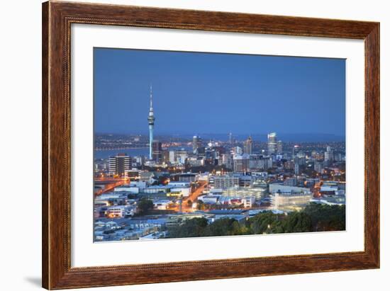 View of Auckland from Mount Eden at Dusk, Auckland, North Island, New Zealand-Ian Trower-Framed Photographic Print