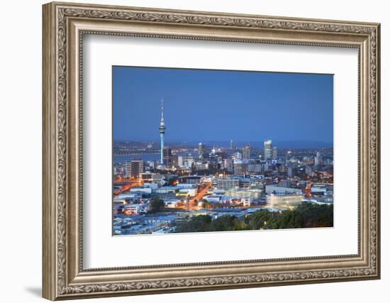 View of Auckland from Mount Eden at Dusk, Auckland, North Island, New Zealand-Ian Trower-Framed Photographic Print