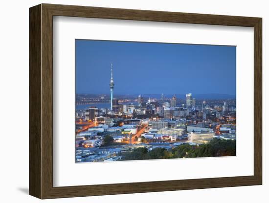 View of Auckland from Mount Eden at Dusk, Auckland, North Island, New Zealand-Ian Trower-Framed Photographic Print