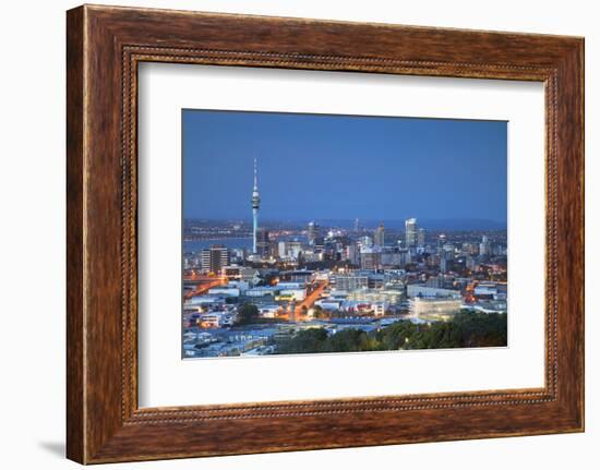 View of Auckland from Mount Eden at Dusk, Auckland, North Island, New Zealand-Ian Trower-Framed Photographic Print