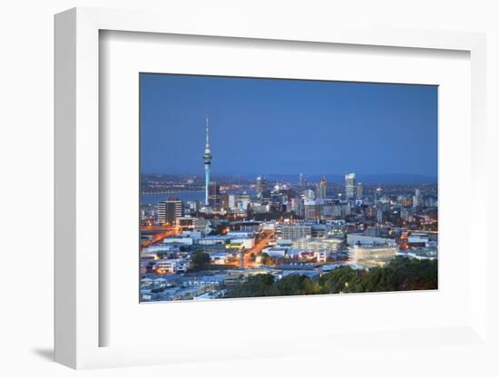 View of Auckland from Mount Eden at Dusk, Auckland, North Island, New Zealand-Ian Trower-Framed Photographic Print