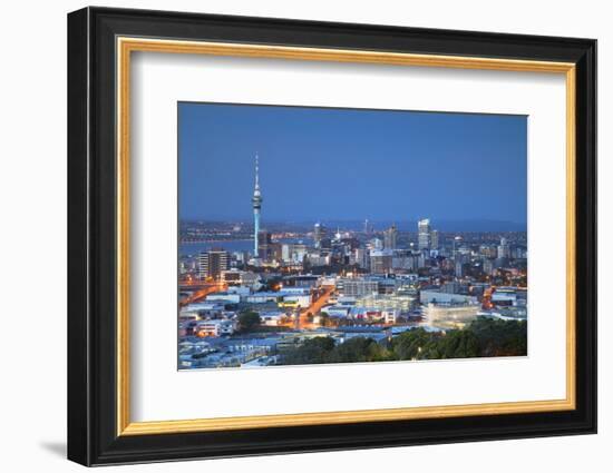 View of Auckland from Mount Eden at Dusk, Auckland, North Island, New Zealand-Ian Trower-Framed Photographic Print