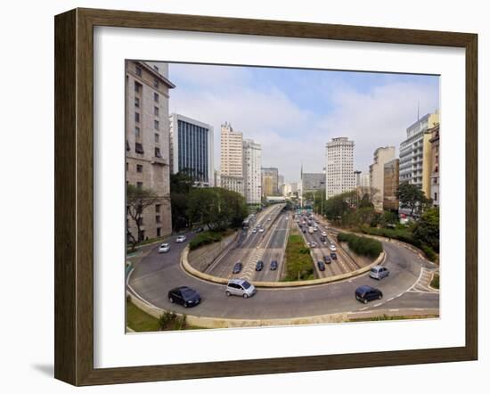 View of Avenida 23 de Maio from Viaduto do Cha, City of Sao Paulo, State of Sao Paulo, Brazil, Sout-Karol Kozlowski-Framed Photographic Print