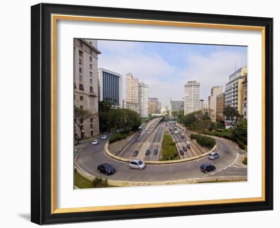 View of Avenida 23 de Maio from Viaduto do Cha, City of Sao Paulo, State of Sao Paulo, Brazil, Sout-Karol Kozlowski-Framed Photographic Print