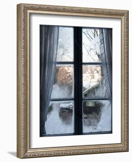 View of Bad Tolz Spa Town Covered By Snow at Sunrise From Window, Bavaria, Germany, Europe-Richard Nebesky-Framed Photographic Print